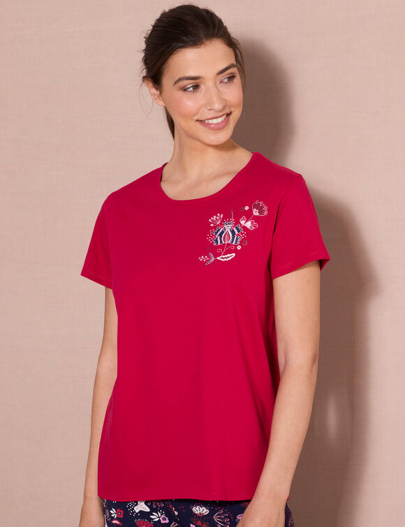 Tee-shirt pyjama manches courtes (rouge)
