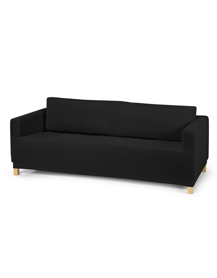 Housse fauteuil et canapé unie bi-extensible (noir)