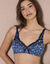 Soutien-gorge forme croisée imprimé fleuri brodé Olbia - sans armatures (bleu)