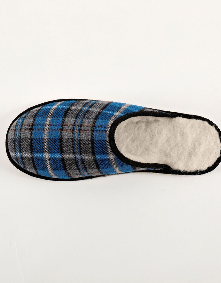 Mules homme silencieuses fourrées laine (carreaux marine) Mules homme silencieuses fourrées laine (carreaux marine)