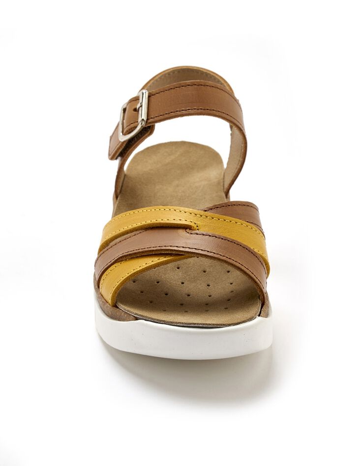 Sandales cuir brides multicolores - largeur confort (marron) Sandales cuir brides multicolores - largeur confort (marron)
