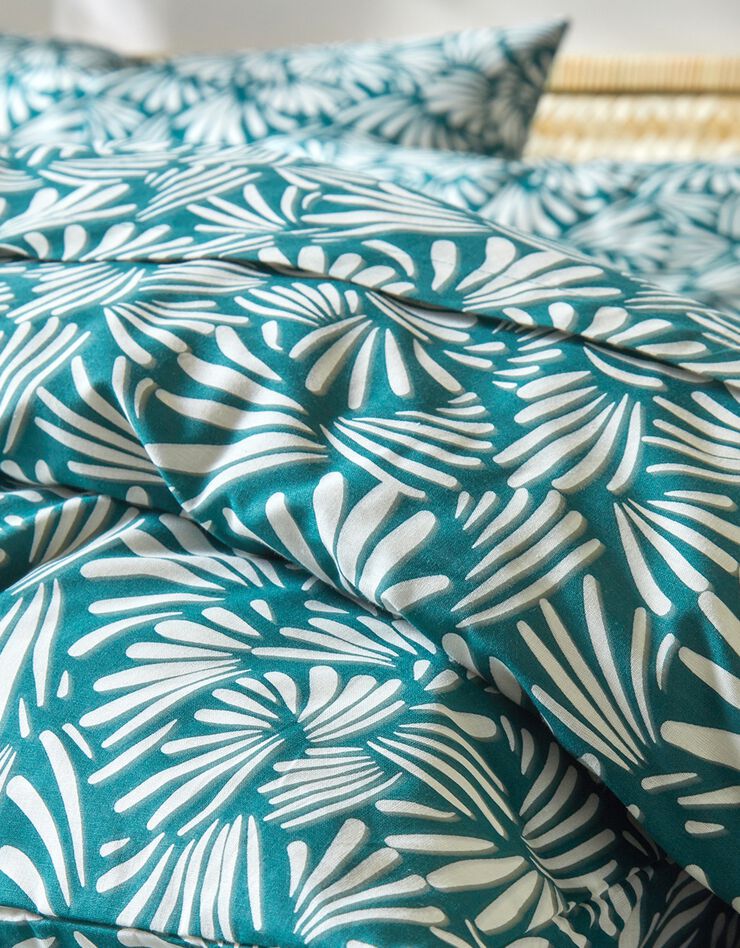 Linge de lit Vick en coton imprimé graphique (vert)