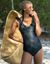 Maillot de bain à volants uni, 1 pièce grande stature  - Solaro sans armatures (noir)