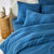 Linge de lit uni en jersey passepoilé coton (bleu)