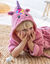 Peignoir de bain enfant licorne à capuche microfibre toute douce (rose)