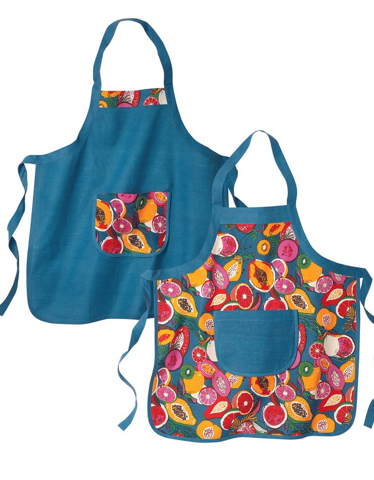 Tablier cuisine forme bavette imprimé fruits - lot de 2 (marine) Tablier cuisine forme bavette imprimé fruits - lot de 2 (marine)
