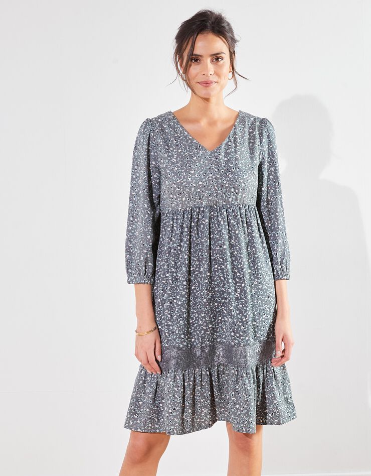 Robe dos lacé imprimée minimaliste (bronze) Robe dos lacé imprimée minimaliste (bronze)