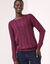 Pull col rond, maille torsad&eacute;e (prune)