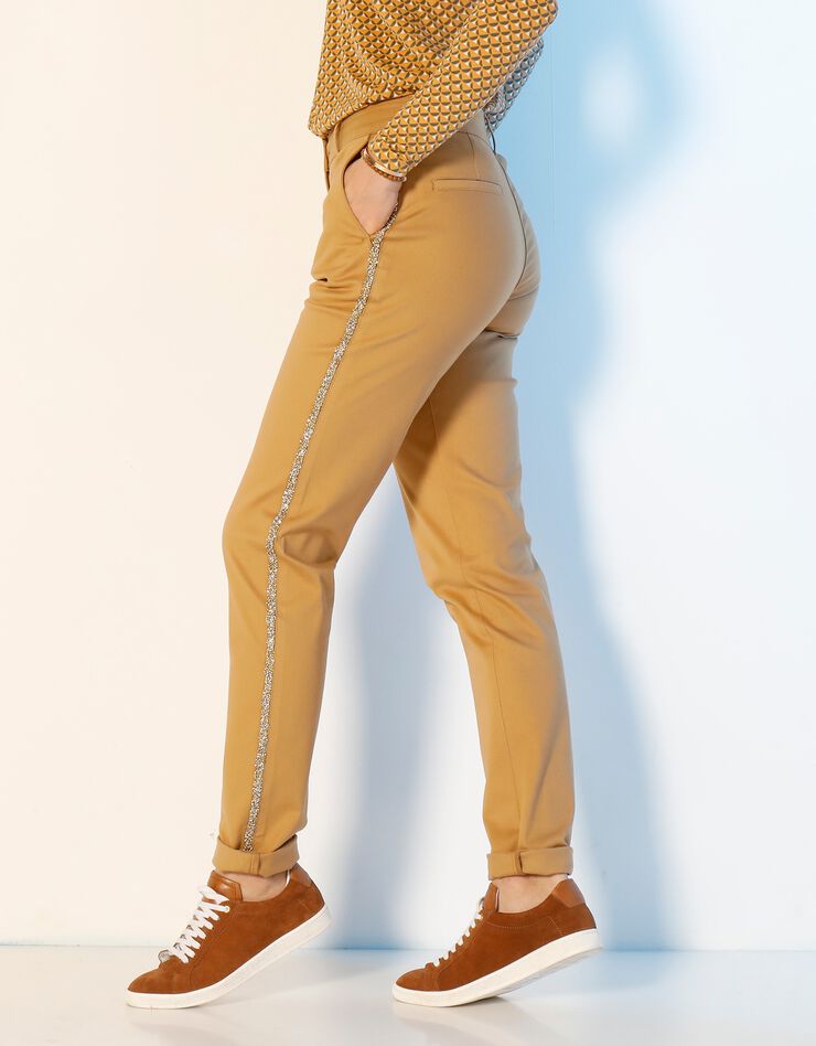 Pantalon chino bande strassée (safran) Pantalon chino bande strassée (safran)