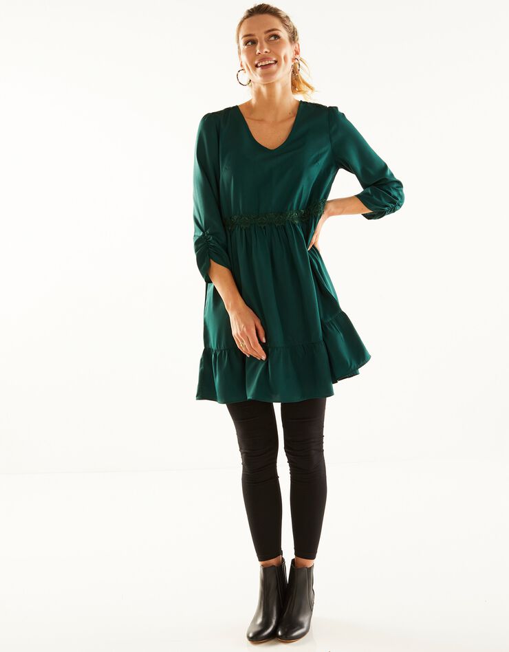 Tunique dentelle manches 7/8ème unie (vert) Tunique dentelle manches 7/8ème unie (vert)