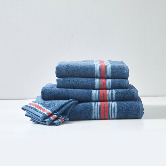 Collection serviettes de bain 420 gr/m&sup2; liteau rayures bayad&egrave;res (bleu dur)