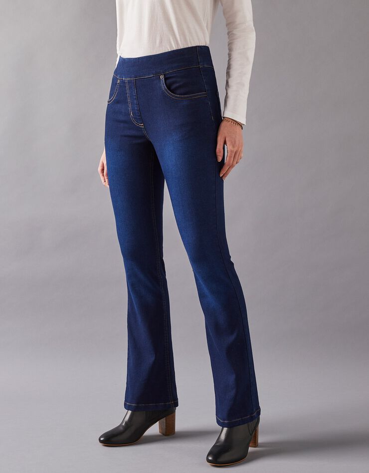 Jean bootcut ultra confort, maille effet denim, petite stature (dark blue)