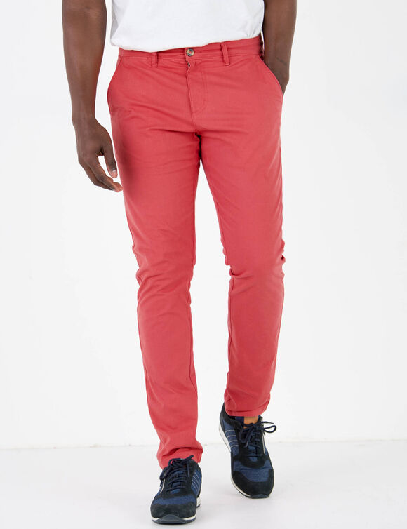 Pantalon chino toile sergé (corail grisé)