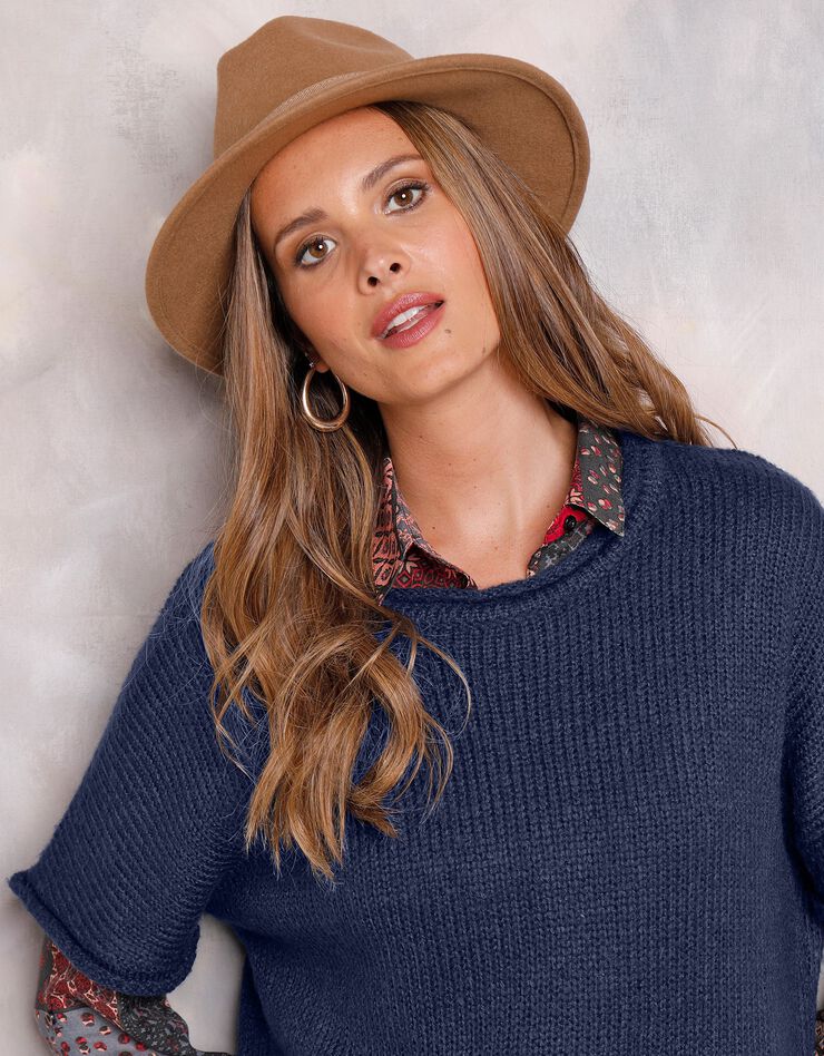 Pull poncho manches coudes (marine) Pull poncho manches coudes (marine)