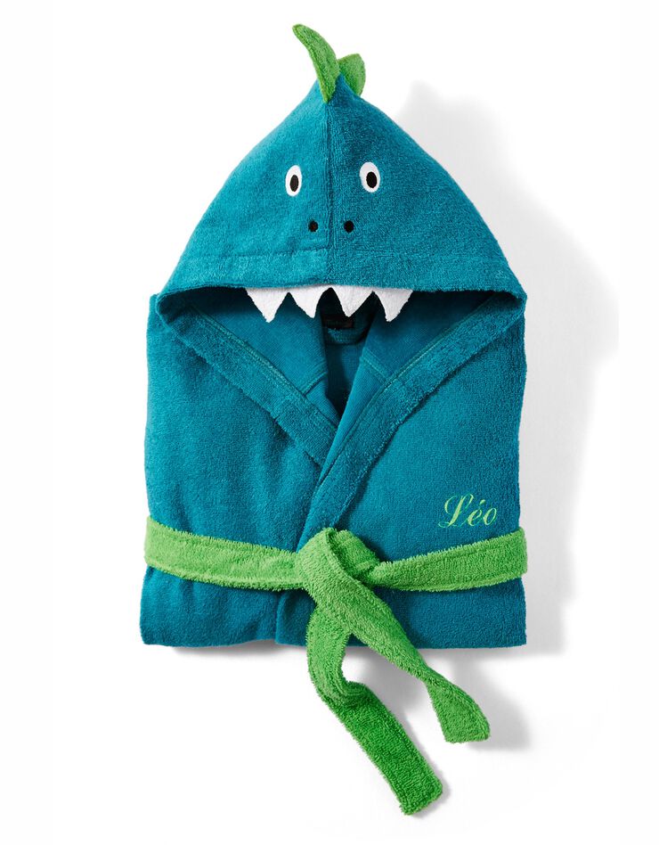 Peignoir de bain personnalisable à capuche dinosaure (vert)