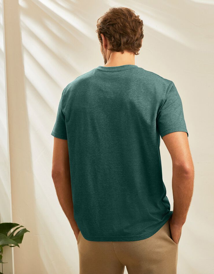Tee-shirt col rond manches courtes (vert chiné)