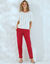 Pantalon coupe mom coton-lin uni (framboise)
