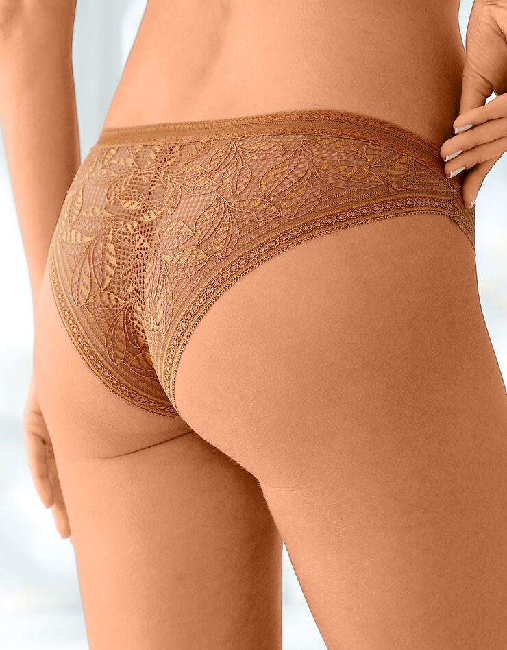 Culotte forme tanga microfibre et dentelle stretch - lot de 2 (caramel) Culotte forme tanga microfibre et dentelle stretch - lot de 2 (caramel)