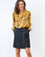 Blouse à plis manches longues imprimée (miel / tilleul)