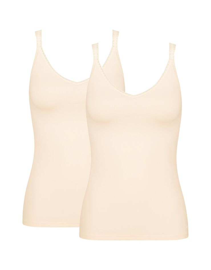 Caraco fines bretelles coton biologique - Lot de 2 (poudre) Caraco fines bretelles coton biologique - Lot de 2 (poudre)