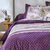 Linge de lit Gabrielle en coton imprimé pois, fleurs et dentelle (prune)
