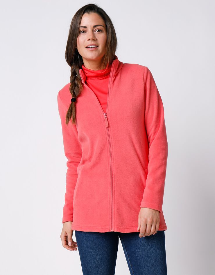 Veste polaire zippée manches longues (corail foncé) Veste polaire zippée manches longues (corail foncé)