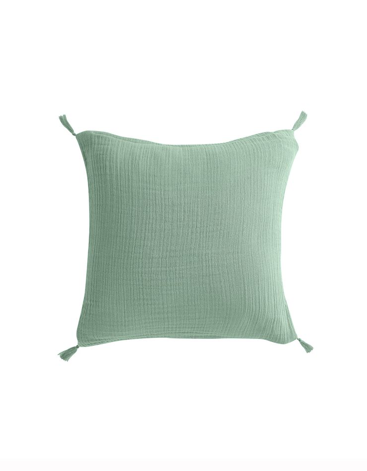 Housse de coussin double gaze de coton - lot de 2 (vert)