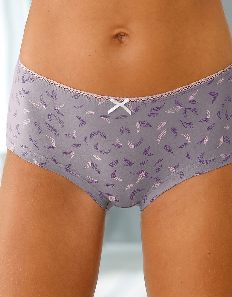Culotte coton forme shorty imprimé motifs « étoiles » assortis– Lot de 4 (prune / rose) Culotte coton forme shorty imprimé motifs « étoiles » assortis– Lot de 4 (prune / rose)