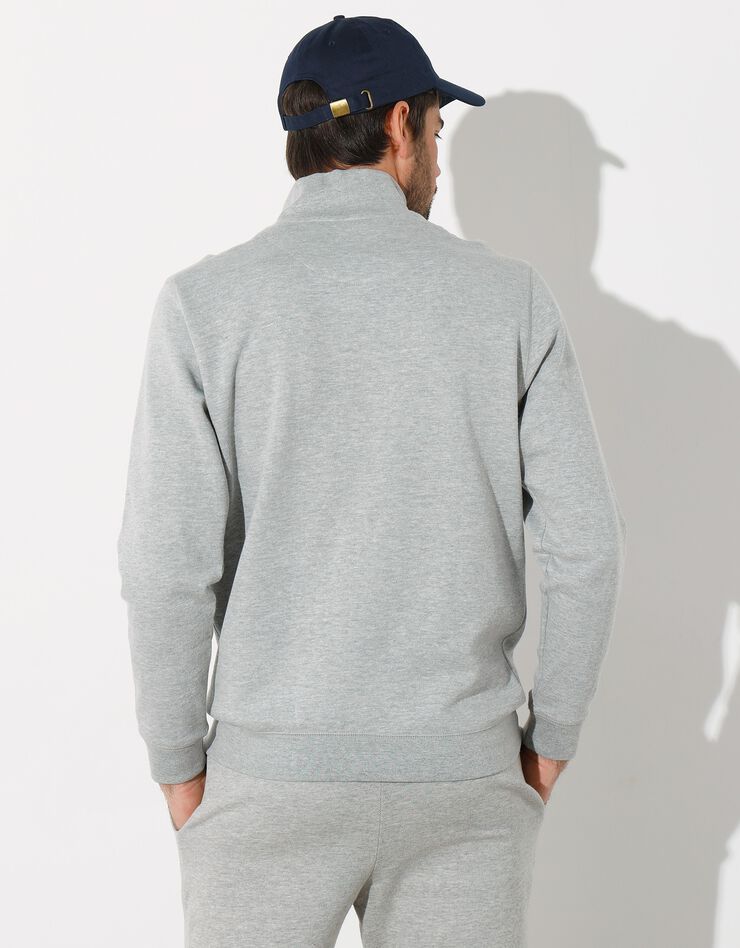 Sweat molleton col camionneur zippé (gris chiné)