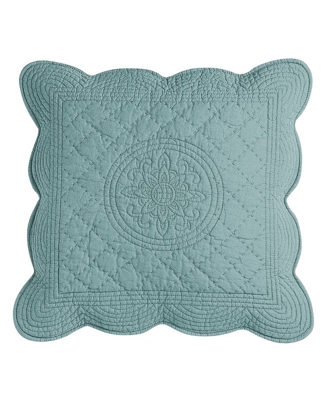 Housse coussin unie style boutis Cassandre (vert)