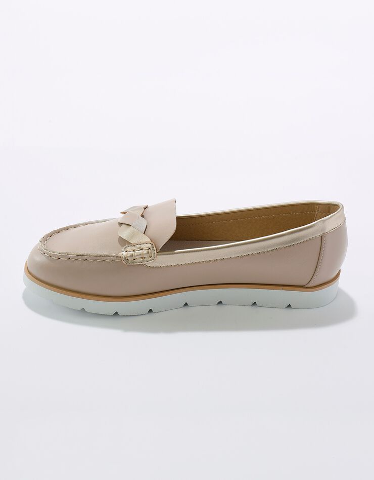 Mocassins à semelle crantée et bande tressée (beige / doré) Mocassins à semelle crantée et bande tressée (beige / doré)