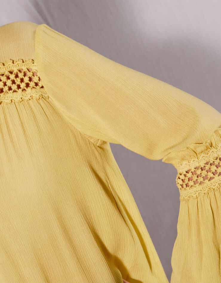 Blouse unie détails macramé (anis) Blouse unie détails macramé (anis)