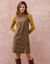 Robe chasuble &eacute;vas&eacute;e, sans manches, su&eacute;dine douce (chocolat)