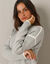 Pull bicolore en maille moelleuse  (gris chiné)