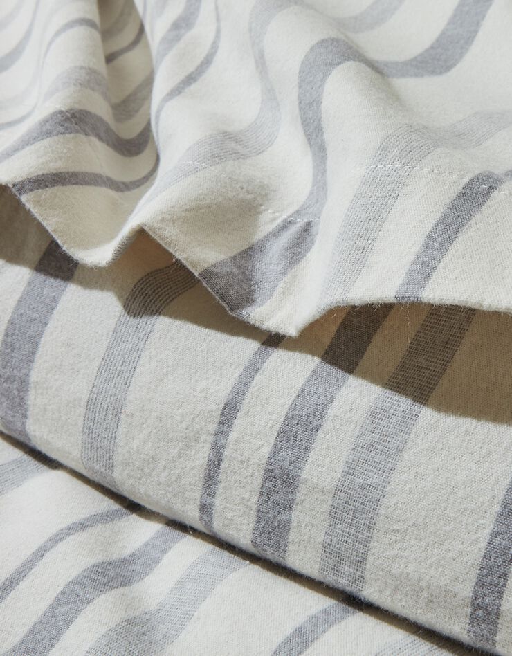 Linge de lit en flanelle rayée tissé-teint (gris)