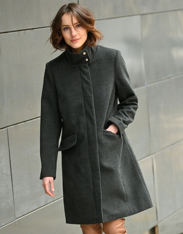 Manteau zippé drap de laine (anthracite chiné) Manteau zippé drap de laine (anthracite chiné)