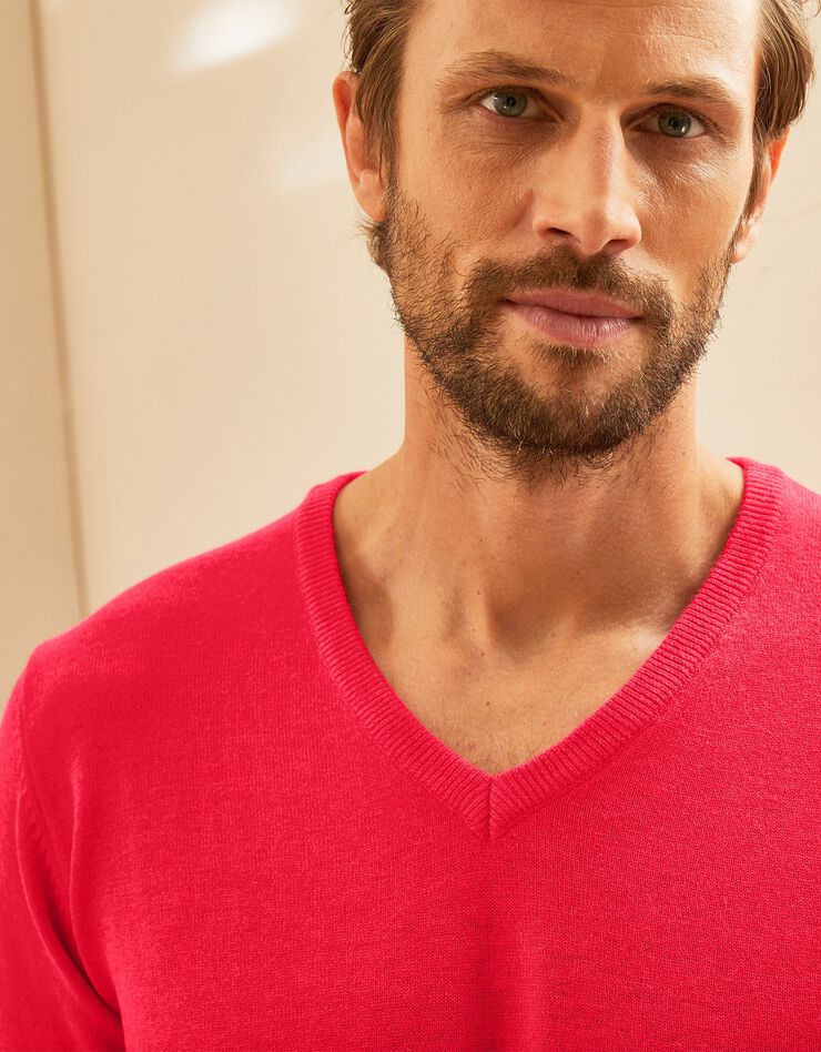 Pull col V 80% laine (corail) Pull col V 80% laine (corail)