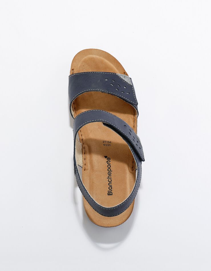 Sandales largeur confort en cuir - marine (marine)