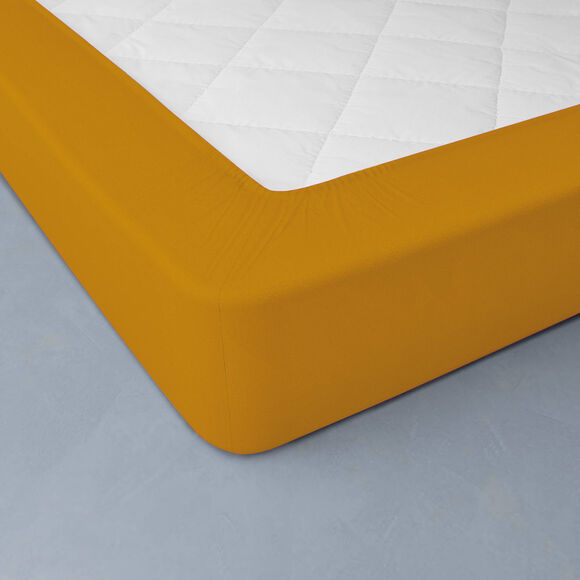 Drap-housse uni coton bonnet 32 cm (miel)