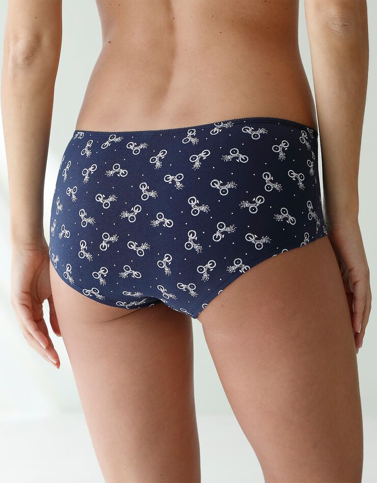 Shorty coton imprimé "bicyclette" - lot de 4 (marine / rose) Shorty coton imprimé "bicyclette" - lot de 4 (marine / rose)