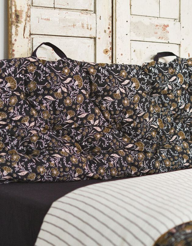 Long coussin de sol imprimé indien (bronze / noir)