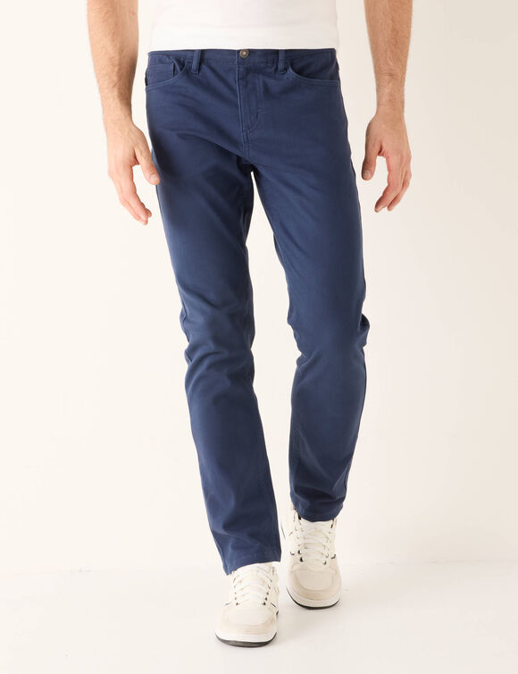 Pantalon droit 5 poches ceinture &eacute;lastiqu&eacute;e invisible - L32 (marine)
