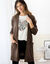 Gilet long porter ouvert, col V (chocolat)