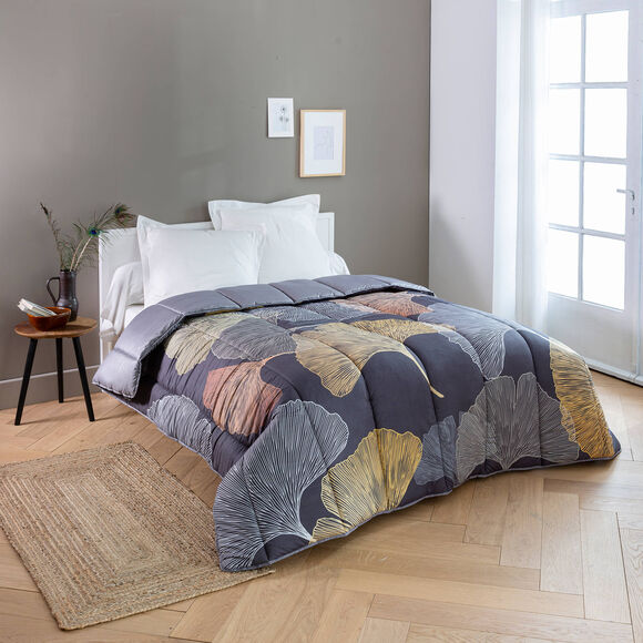 Couette polyester imprimée Ginkgo 400 g/m² (noir)