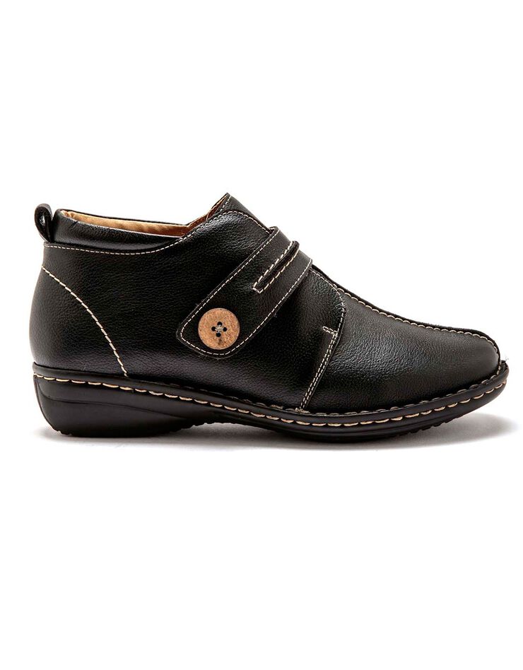 Boots cuir tannage végétal noir - grande largeur (noir)