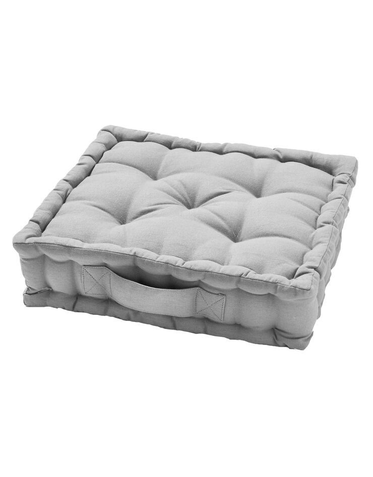 Coussin de sol uni coton (gris perle)