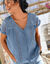 Blouse macramé, crépon coton (bleu grisé)
