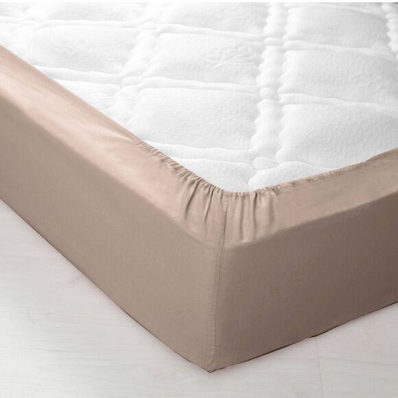 Drap-housse uni coton bonnet 32 cm (grège)