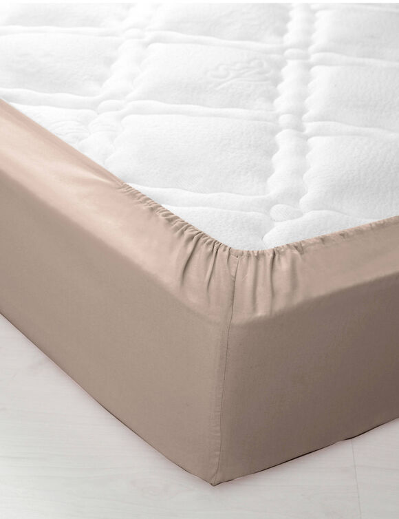 Drap-housse uni coton bonnet 32 cm (grège)