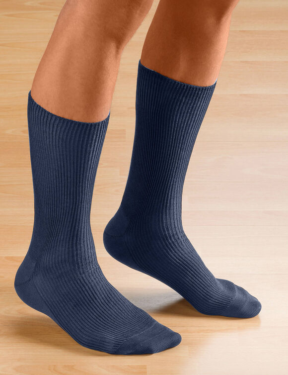 Mi-chaussettes sp&eacute;cial jambes sensibles - lot de 2 paires (marine)
